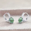 S925 sterling zilveren oorringen met groene moissanite stenen en witte zirkoon accenten - 1CTx2 / Veelzijdige Cyaan Moissaniet