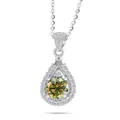 925 sterling silver necklace featuring a teardrop pendant with yellow-green moissanite - Yellow Green Main Stone