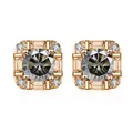 Elegante 925 zilveren roségouden oorknopjes met grijze moissaniet en halo-ontwerp - 0.5ct Verguld / Lichtgrijs