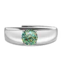 Bague classique en argent S925 et moissanite avec serti quatre griffes et anneau ouvert - Ouvert Réglable / Moissanite Cyan Multi-Facettes