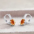 S925 sterling silver hoop earrings featuring an oval orange moissanite gemstone - 1CTx2 / Lucky Red