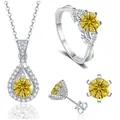 Exquisites Schmuckset aus 925er Sterlingsilber mit strahlendem gelbem Moissanit - Goldgelb