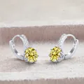 S925 silver stud earrings with yellow oval-cut moissanite stones and tiny diamonds - 1CTx2 / Lemon Yellow
