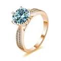 Anello in moissanite blu 3 carati in oro rosa con marchio argento S925 - US 5 / Blu Originale