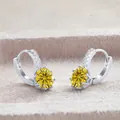 Elegant S925 sterling silver hoop earrings featuring 2CT round yellow moissanite stones - 1CTx2 / Gold Yellow