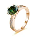 Anello in argento S925 placcato oro rosa con pietra moissanite verde da 3ct - US 5 / Verde Scuro