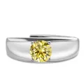 Bague réglable en argent S925 avec une pierre de moissanite jaune à quatre griffes - Ouvert Réglable / Jaune Citron