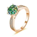 Lussuoso anello in argento S925 oro rosa con una grande moissanite verde da 3 carati - US 5 / Blu-Verde