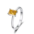 S925 sterling silver ring featuring a radiant cut 1 carat yellow moissanite stone - US 5 / Lemon Yellow