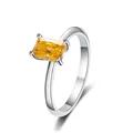 S925 sterling silver ring featuring a radiant cut yellow moissanite in a 4-prong setting - US 5 / Gold