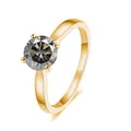 Golden 2ct grey moissanite S925 silver ring featuring four-prong solitaire setting - US 5 / Gray