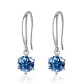 Σκουλαρίκια S925 ασήμι με μπλε moissanite και κλασικό δέσιμο έξι δοντιών - 0.5CTx2 / Μπλε ζαφείρι