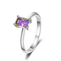 Radiant cut rainbow moissanite ring in s925 silver with a classic four-prong setting - US 5 / AB Color