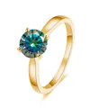 2ct colorful moissanite ring with golden four-prong S925 sterling silver band - US 5 / Rainbow