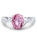 Bague en argent 925 avec moissanite rose ovale 2 carats et anneau torsadé - Rose