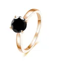 Anillo de moissanita negra de 2 quilates corte redondo con engaste de cuatro garras oro rosa - US 5 / Oro Rosa - Moissanita Negra