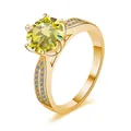 Ring aus vergoldetem S925 Silber mit einem gelben 3ct Moissanit in Sechs-Krallen-Fassung - Gold - Zitronengelb