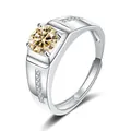Verstellbarer Herrenring aus Silber mit 1ct Champagner-Moissanit und Mikro-Pavé-Besatz - Einstellbar Offen / Hellgelb