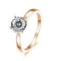 Anillo solitario de moissanita redonda de 2 quilates en acabado oro rosa - US 5 / Oro Rosa - Corte Cien Blanco