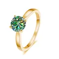 2ct green moissanite ring in gold-plated 925 silver with a classic four-prong setting - US 5 / Teal