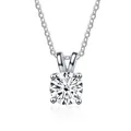 Close-up of S925 silver necklace featuring a brilliant four-claw moissanite pendant - 1 Carat, 6.5mm / White