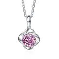 Minimalistische Kleeblatt-Halskette mit rosa Moissanit-Anhänger auf Silberkette - 1 Karat, 6,5 mm / Rosa