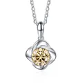 S925 sterling silver four-leaf clover necklace with 1ct champagne moissanite pendant - 1 Carat, 6.5mm / Light Yellow