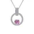 Collier en argent sterling S925 avec pendentif moissanite rose 1ct et monture en forme de V - 1 Carat 6,5mm / Rose