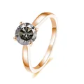 2ct Roségold S925 Silberring mit 4-Krallen runden grauen Moissanit Solitär Stein - Roségold - Grauer Moissanit