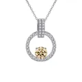 Collier en argent sterling S925 avec pendentif moissanite rose et monture en forme de V - 1 Carat 6,5mm / Light jaune