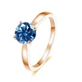 2 Karat blauer Moissanit-Ring in Roségold S925 Sterlingsilber mit Vier-Krallen-Fassung - Roségold - Saphirblau