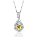 Collana classica in argento sterling S925 con pendente a goccia e moissanite gialla - 1 Carato (6,5mm) / Giallo