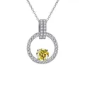 Vue détaillée du collier en argent S925 avec pendentif moissanite jaune de 1 carat - 1 Carat 6,5mm / Jaune