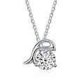 Macro detail of S925 sterling silver dolphin pendant with sparkling moissanite stone - 1 Carat (6.5mm) / White