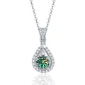 Collana in argento S925 con ciondolo a goccia e pietra di moissanite verde brillante - Blu-Verde