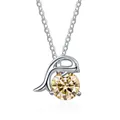 S925 silver dolphin pendant necklace with champagne round moissanite on white base - 1 Carat (6.5mm) / Light Yellow