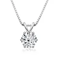 Collana classica in argento sterling 925 con pendente in moissanite rosa da 1 carato - 1 Carato 6,5mm / Bianco