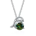 Elegant S925 silver dolphin pendant necklace with a brilliant round green moissanite stone - 1 Carat (6.5mm) / Dark Green