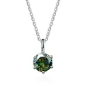 Macro shot of dark green moissanite pendant with classic six-prong setting detail - 1 Carat (6.5mm) / Dark Green