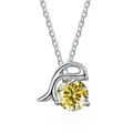 S925 sterling silver dolphin necklace featuring a brilliant round yellow moissanite stone - 1 Carat (6.5mm) / Yellow
