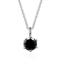 Detailed view of 6-prong classic necklace featuring a round-cut black moissanite pendant - 1 Carat (6.5mm) / Black