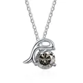 S925 sterling silver dolphin pendant necklace with large brilliant round moissanite - 1 Carat (6.5mm) / Gray