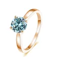 Roségoldfarbener S925 Silberring mit einem hellblauen 2 Karat Moissanit-Edelstein - Roségold - Originalblau