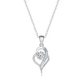 S925 sterling silver heart necklace featuring a brilliant round moissanite pendant with chain - 1 Carat 6.5mm / White