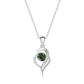 Elegant S925 silver heart necklace with a large green moissanite pendant on white background - 1 Carat 6.5mm / Dark Green