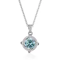 Elegante Halskette aus Sterlingsilber mit hellblauem Moissanit-Anhänger auf weißem Grund - 1 Karat (6,5mm) / Blau