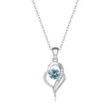 S925 silver necklace with heart pendant and light blue moissanite stone - 1 Carat 6.5mm / Blue