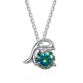 S925 silver dolphin necklace featuring a brilliant rainbow moissanite pendant on white background - 1 Carat (6.5mm) / Rainbow