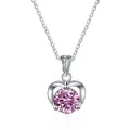 Collar de trébol de corazón con moissanita rosa y detalles brillantes de plata - 1 quilate, 6,5 mm / Rosa