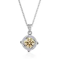 Makroaufnahme von Champagner-Moissanit-Anhänger mit quadratischer Halo-Fassung - 1 Karat (6,5mm) / Hellgelb